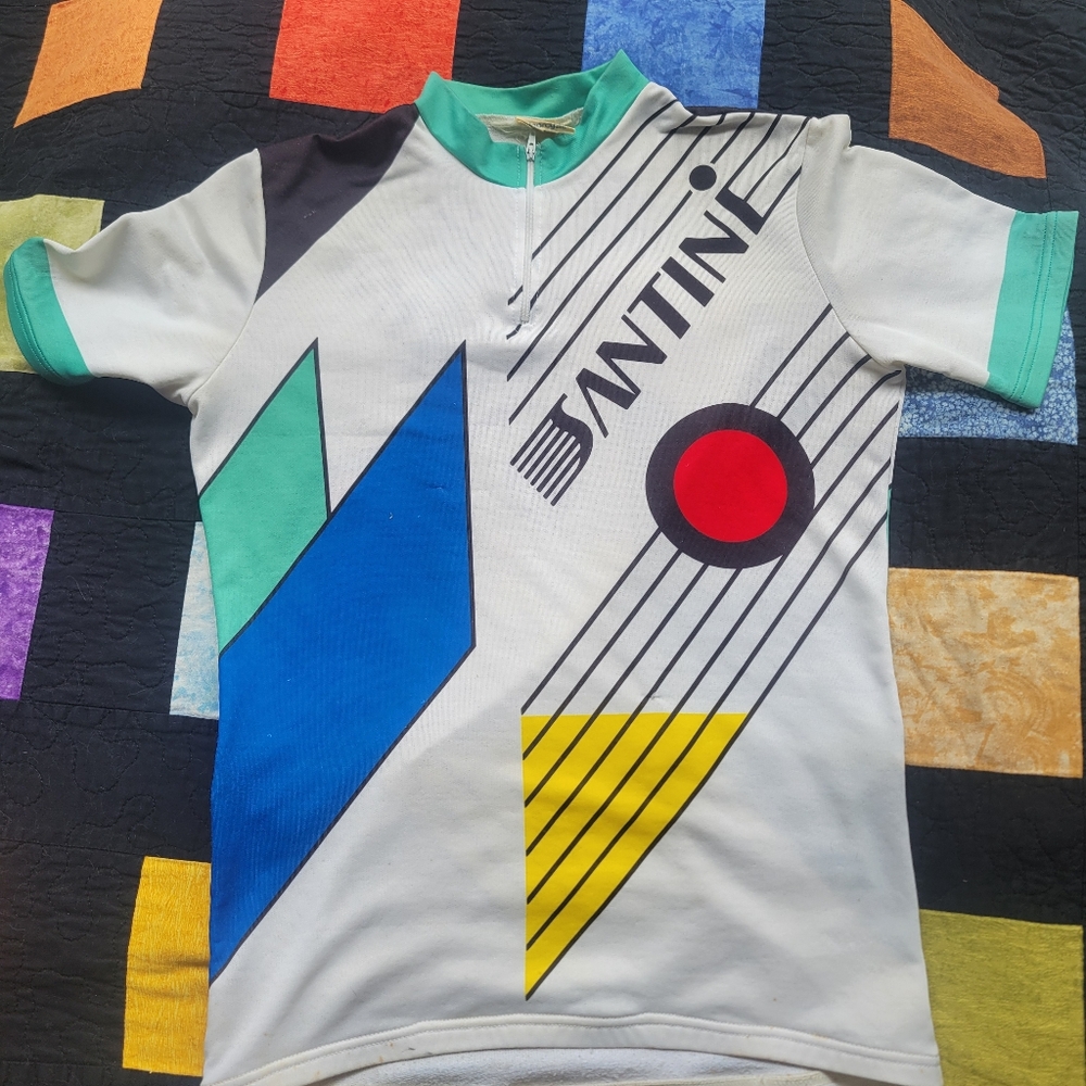 Santini vintage Cycling Jersey Multicolor Polyester Trikot Mens Size medium